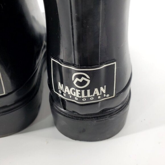 Magellan Outdoor Women's 7 Black Pull-on Side Buckle Rubber Rain/Water Boots - Picture 10 of 10